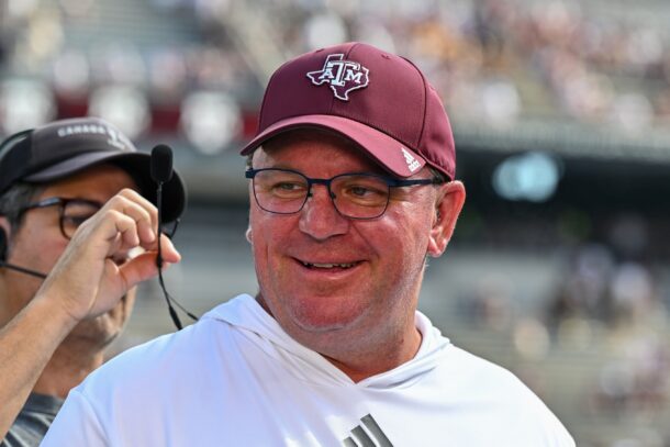 Mike Elko before Texas A&M vs. Mizzou in 2024.